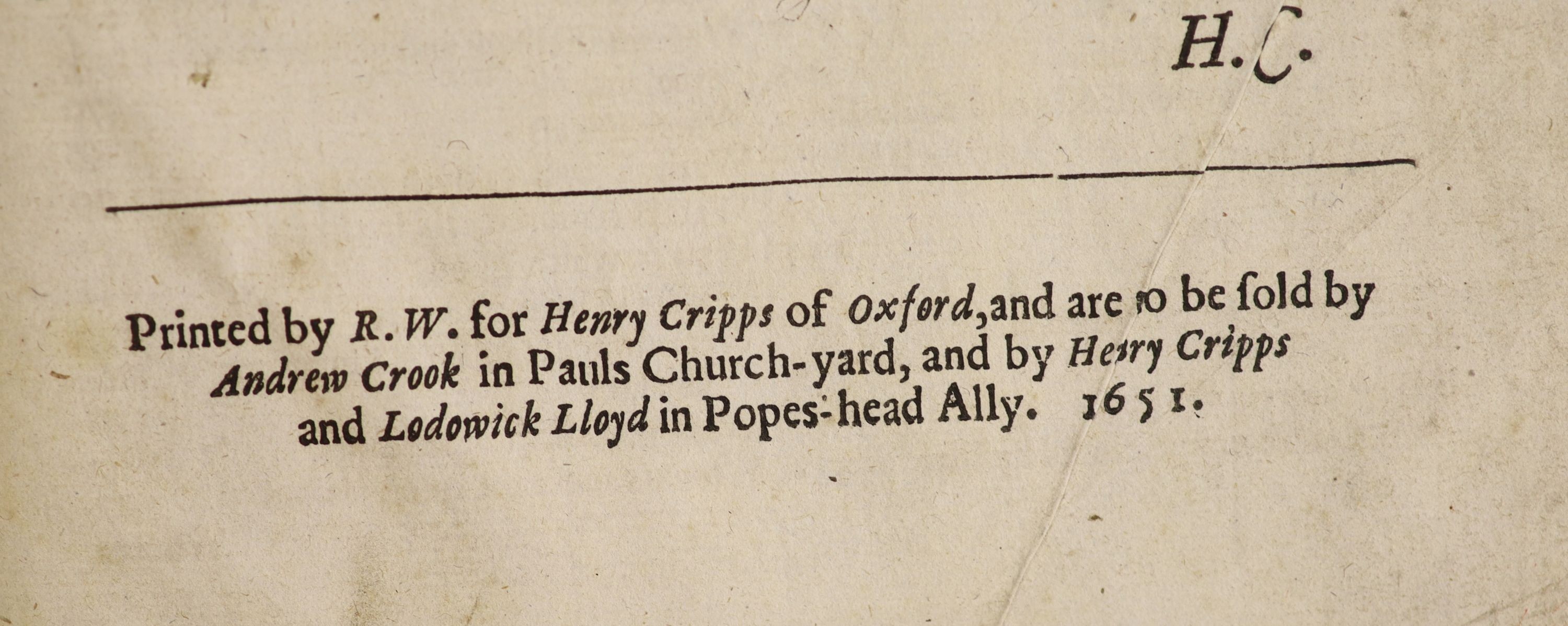 [Burton, Robert - The Anatomie of Melancholy] i.e. lacks pictorial engraved title, (half title present - with 'The Argument of the Frontispiece' on verso). 6th (revised) edition.